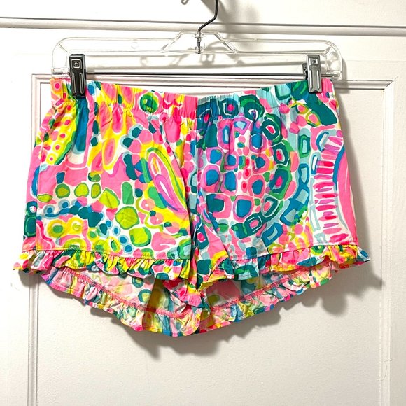 Lilly Pulitzer Shorts XS Kya Come Out Of Your Shell Ruffle Hem Elastic Waist - Picture 1 of 7